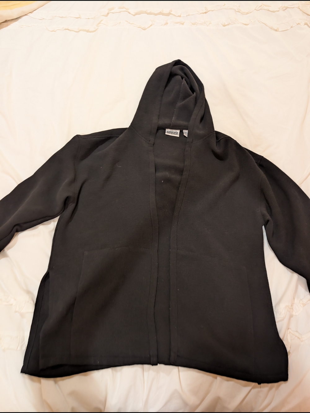 Chico's By Design Black Knit Hooded Cardigan Size 1